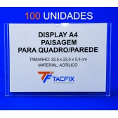 DISPLAY A4 DE ACRÍLICO PARA QUADRO E PAREDE 100 UNIDADES
