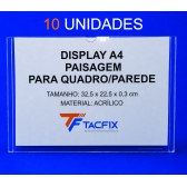 DISPLAY A4 DE ACRÍLICO PARA QUADRO E PAREDE 10 UNIDADES
