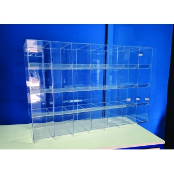 BALEIRO EM ACRÍLICO TRANSPARENTE COM 32 NICHOS
