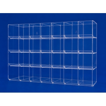 BALEIRO EM ACRÍLICO TRANSPARENTE COM 32 NICHOS