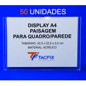 DISPLAY A4 DE ACRÍLICO PARA QUADRO E PAREDE 50 UNIDADES