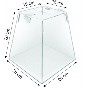 URNA DE ACRÍLICO TRANSPARENTE TIPO PIRÂMIDE 20 X 20 X 20 cm