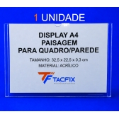 DISPLAY A4 DE ACRÍLICO PARA QUADRO E PAREDE 1 UNIDADE